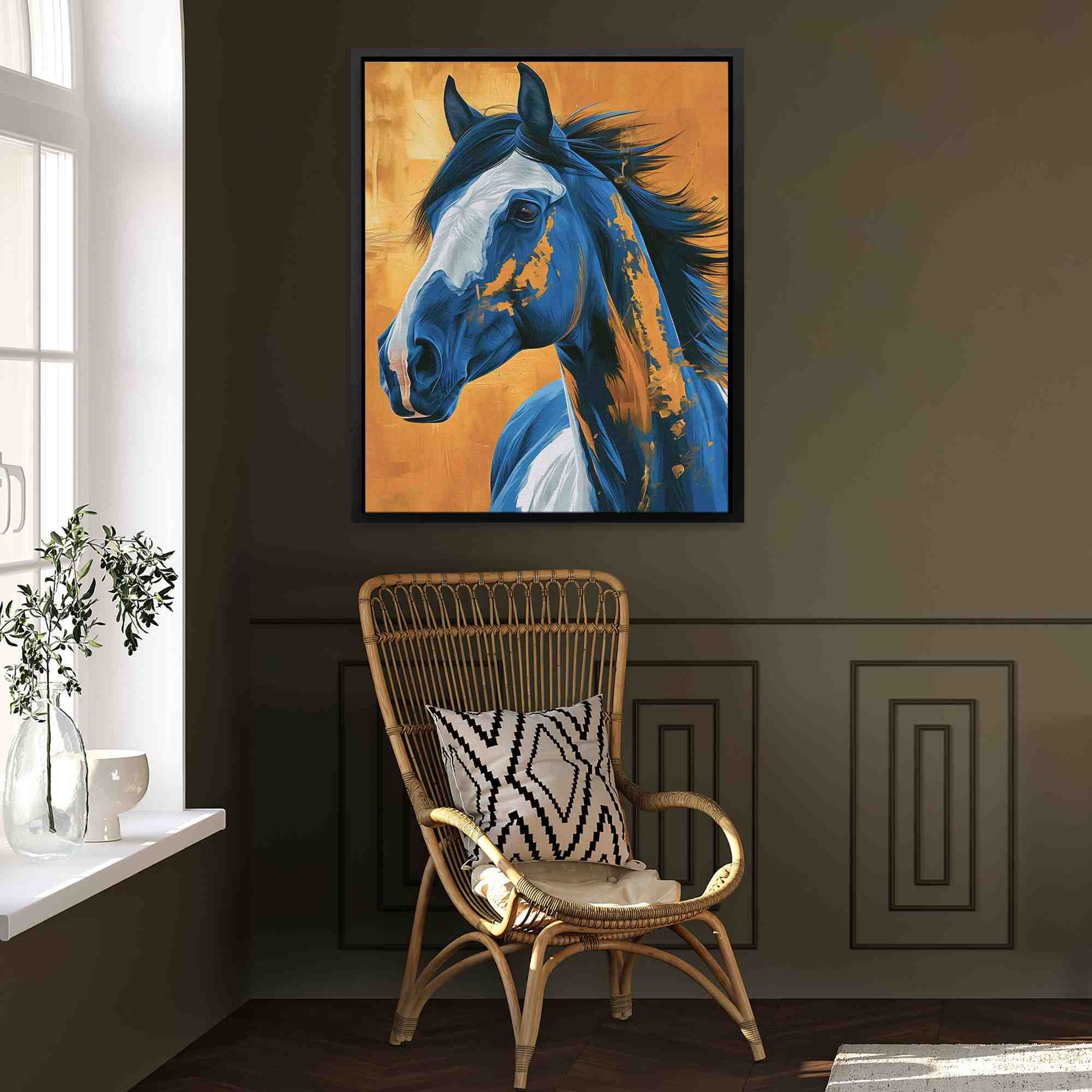 Legendary Equine - Blue Canvas Wall Art