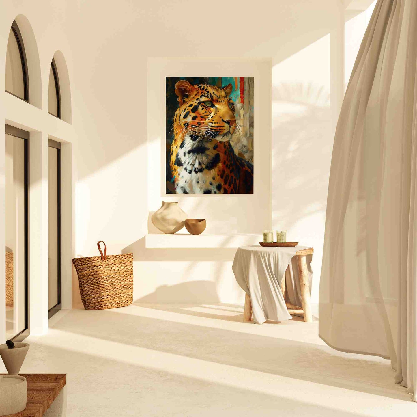 Leopard in Light - Big Cat Wall Art in Black Frame