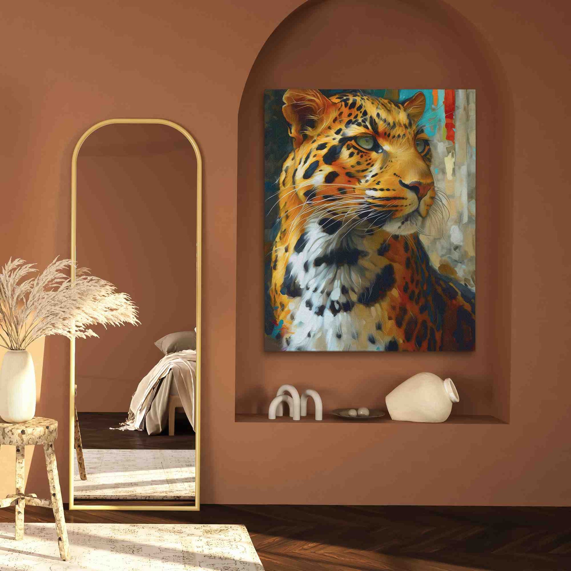 Leopard in Light - Wall Art in Black Frame