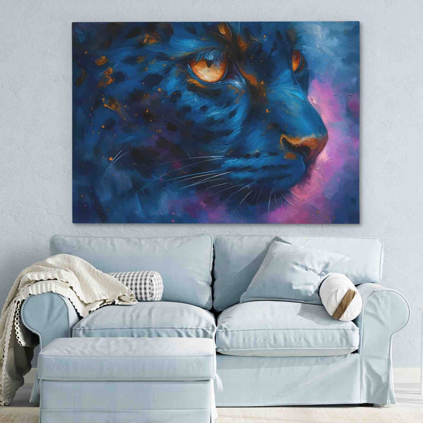 Leopard on the Prowl - Black Leopard Wall Art in Black Frame