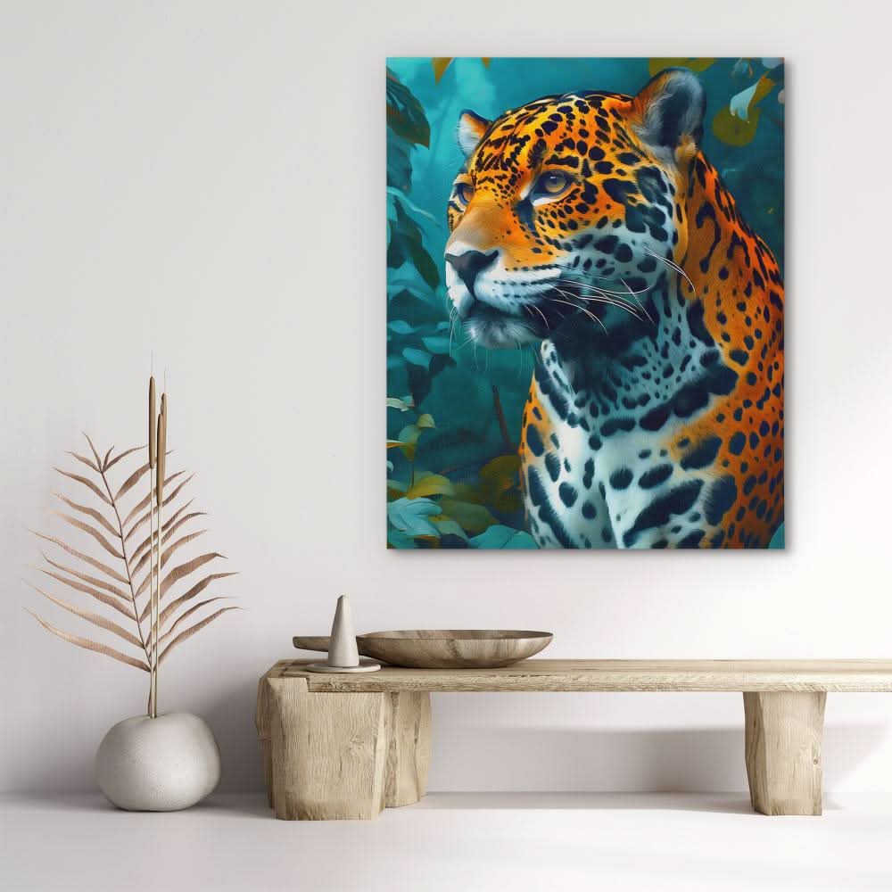 Leopard Watercolor - Orange Canvas Wall Art