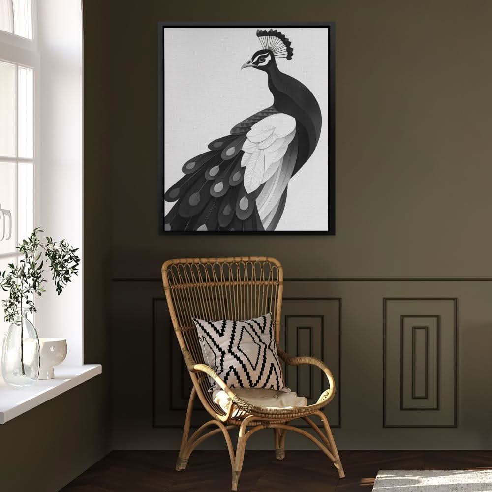 Light Peacock - Minimalist Neutral Canvas Wall Art