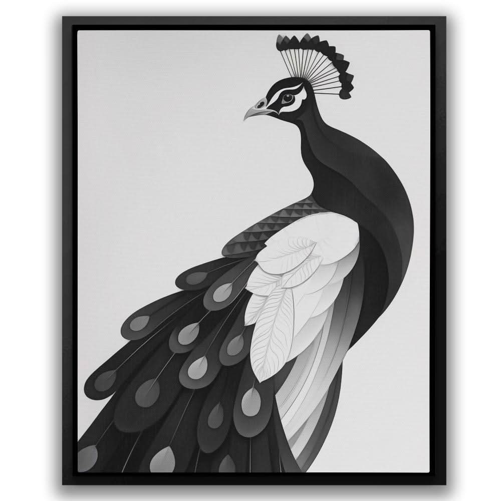 Light Peacock - Neutral Black and White Canvas Print