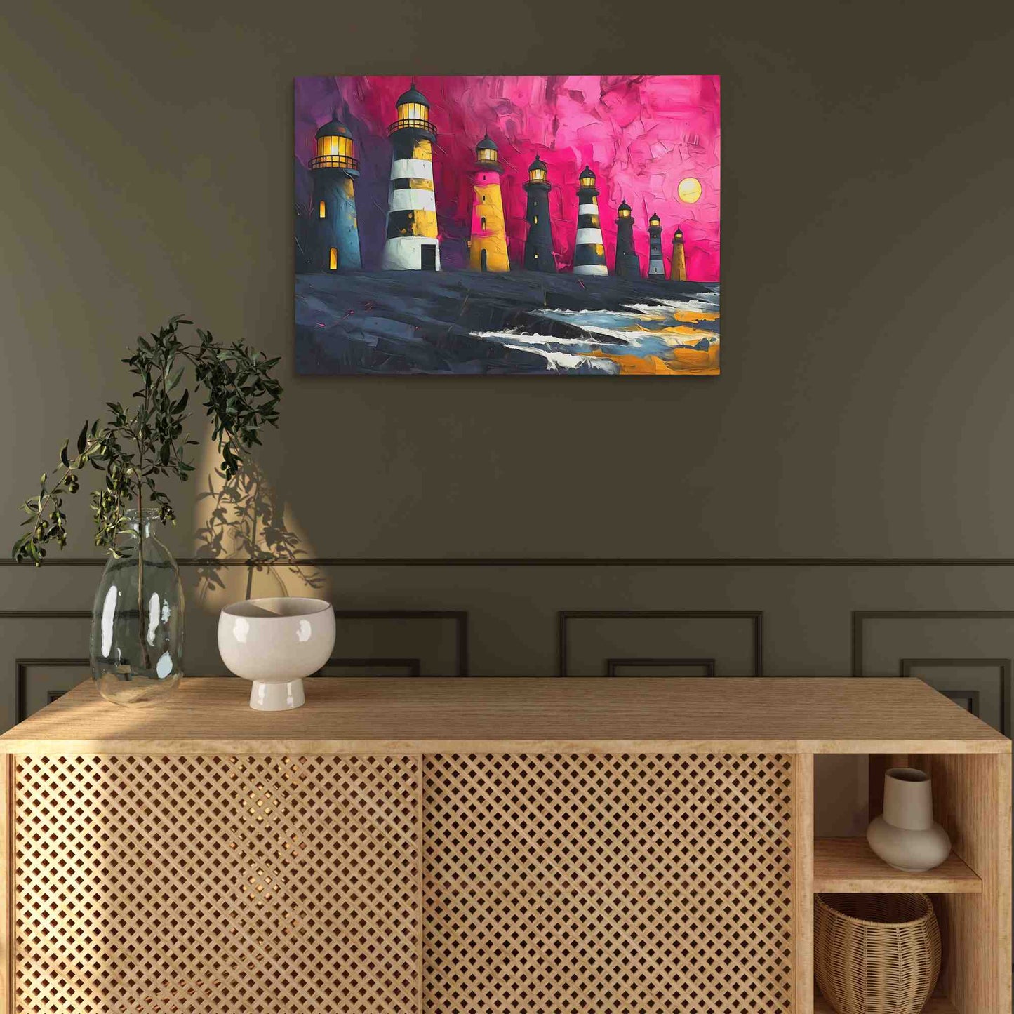 Lighthouse Aesthetics - Beach House Wall Art in Black Frame