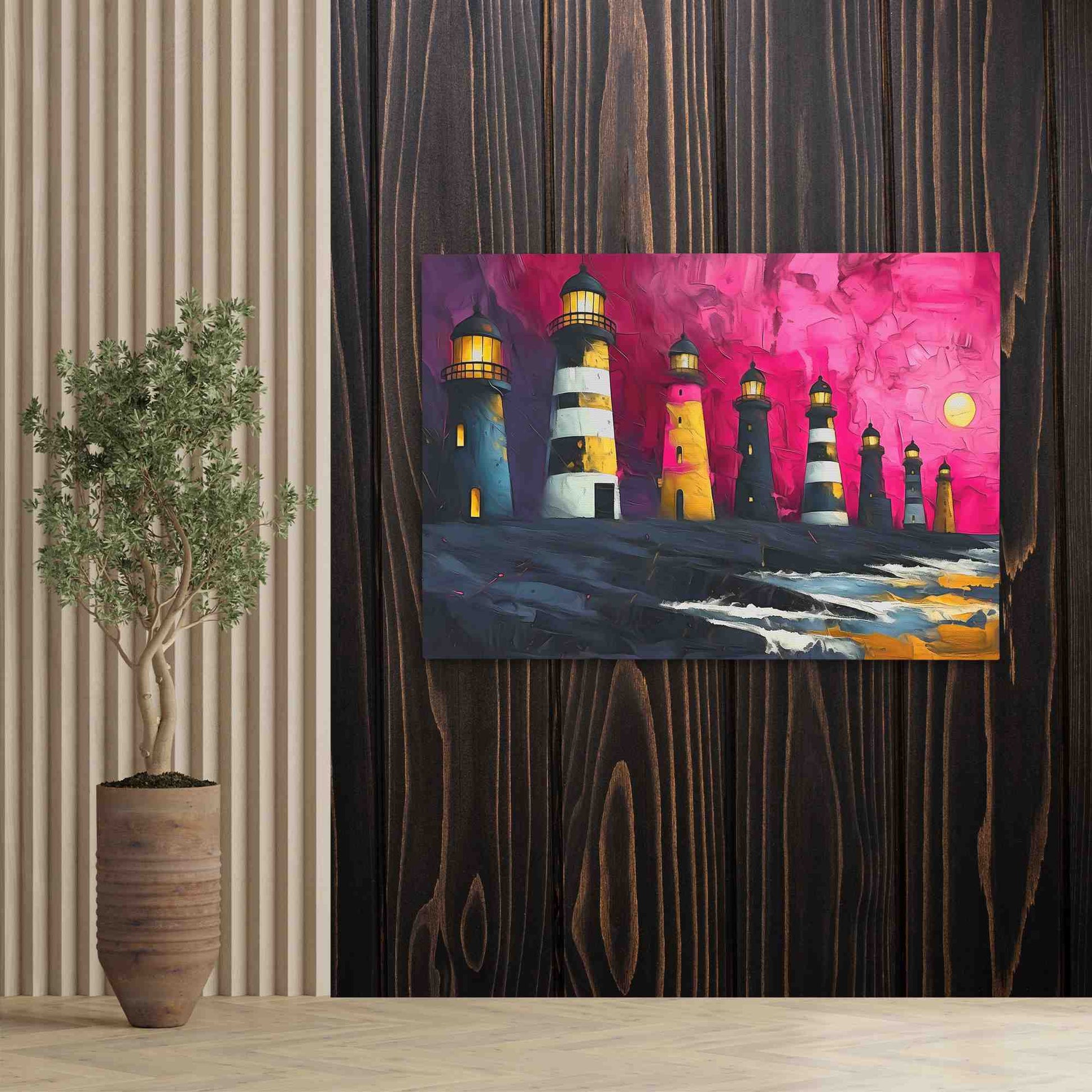 Lighthouse Aesthetics - Gold Canvas Wall Art