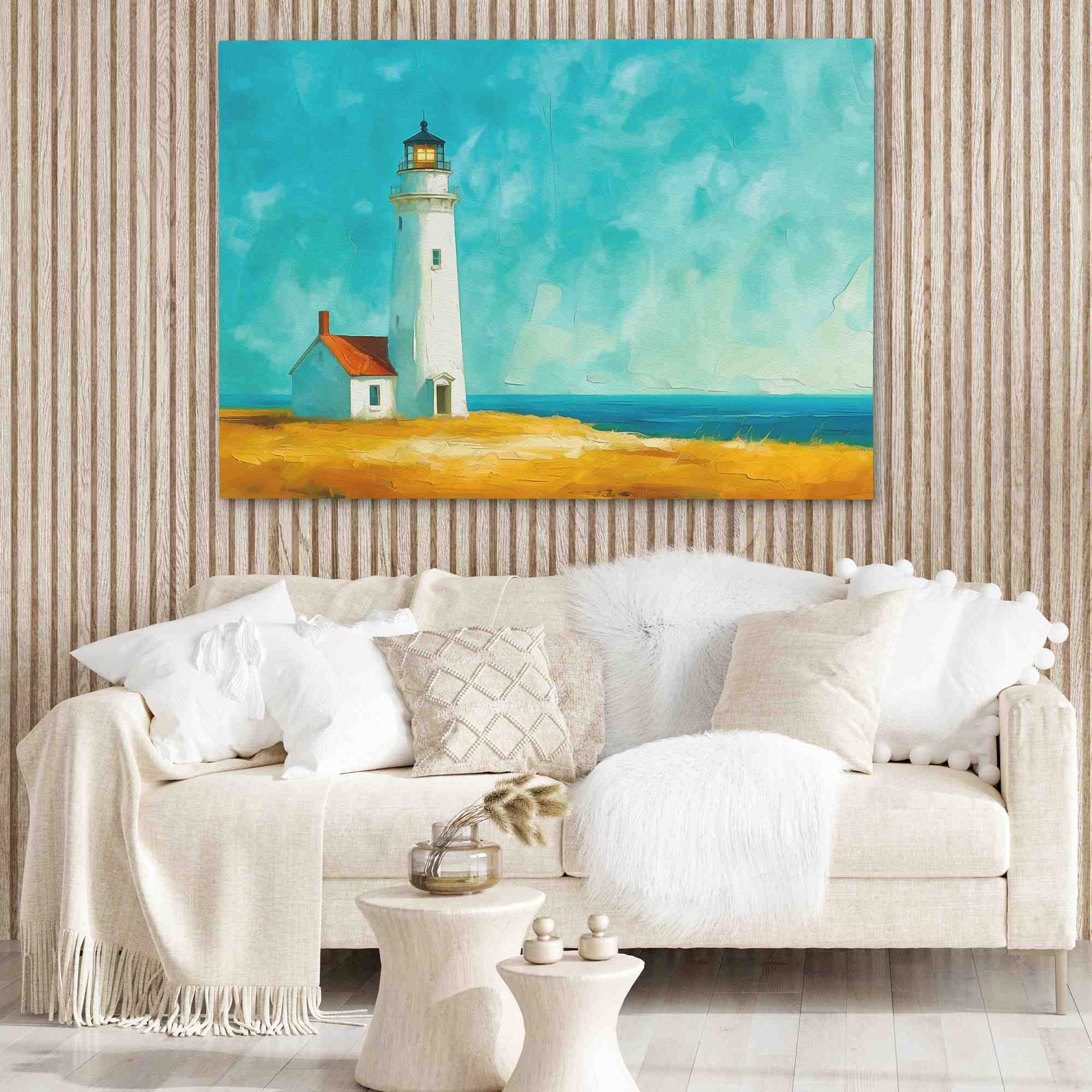 Lighthouse Hilltop - Large Canvas Print