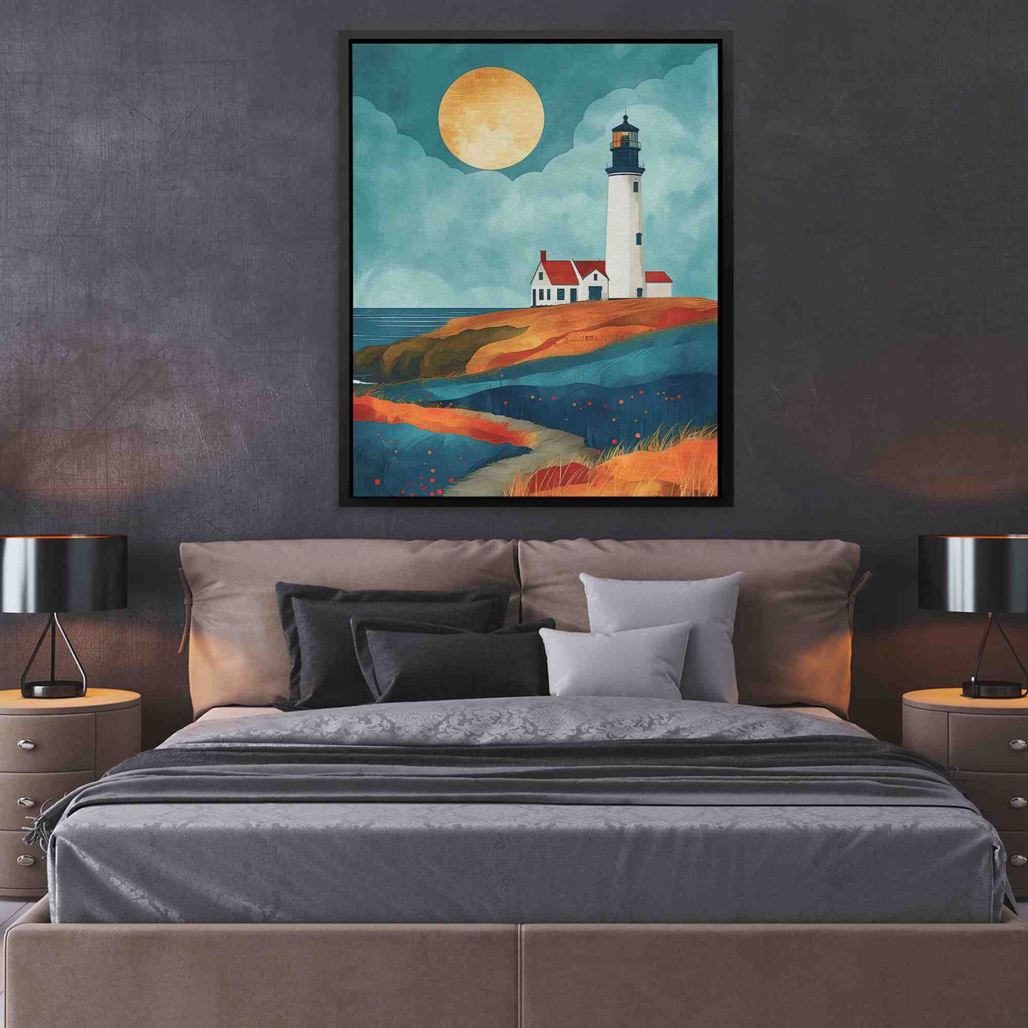 Lighthouse Point - Blue Canvas Wall Art