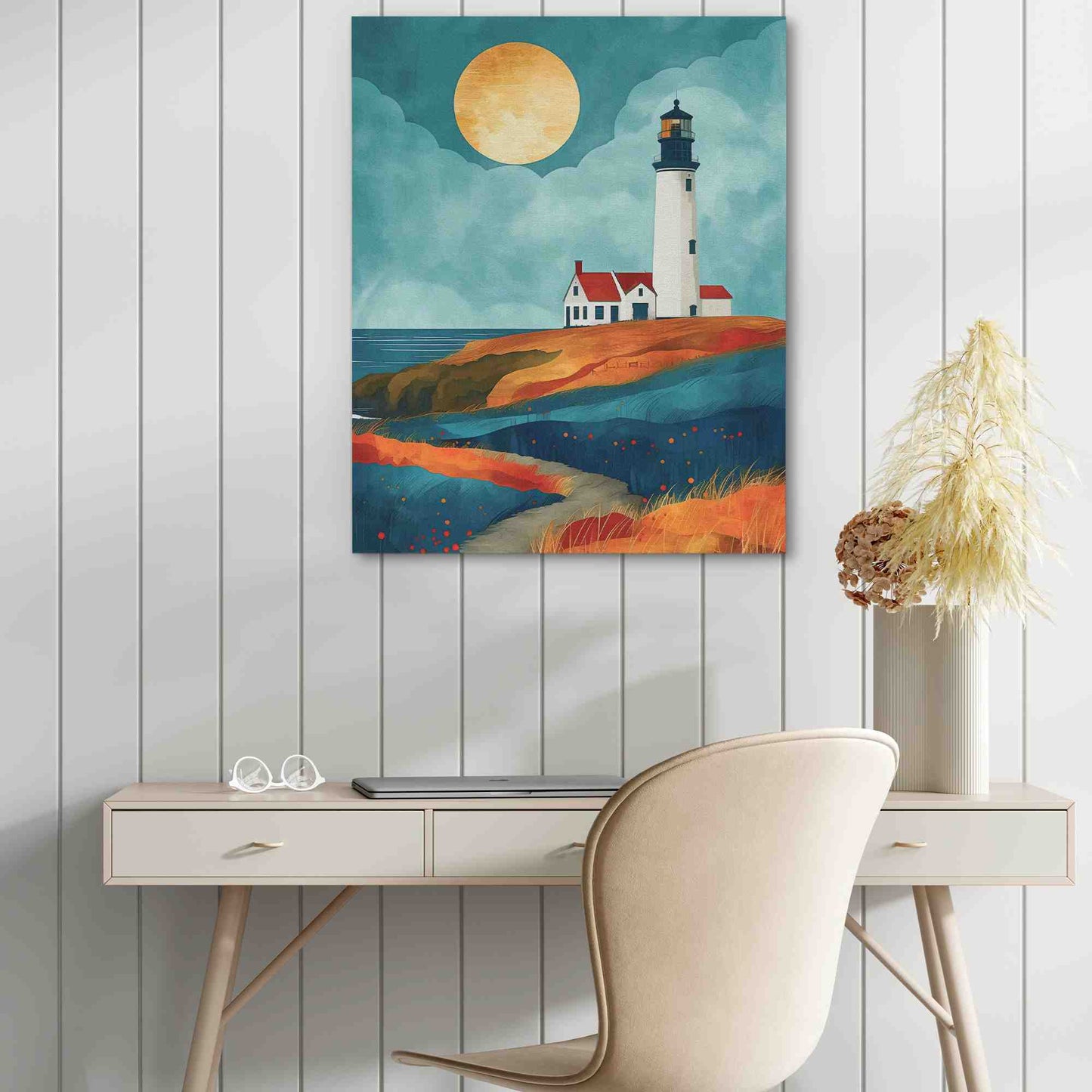 Lighthouse Point - Blue Beach House Canvas Print