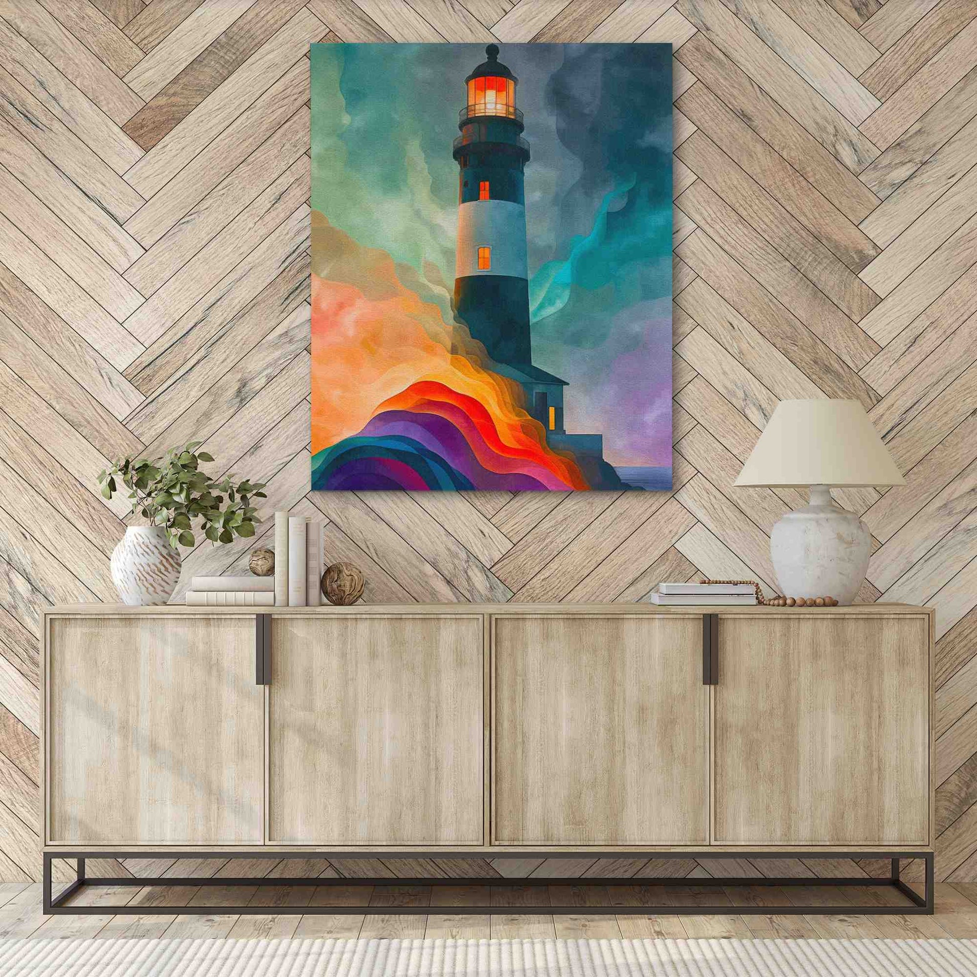 Lighthouse Radiance - Colorful Wall Art