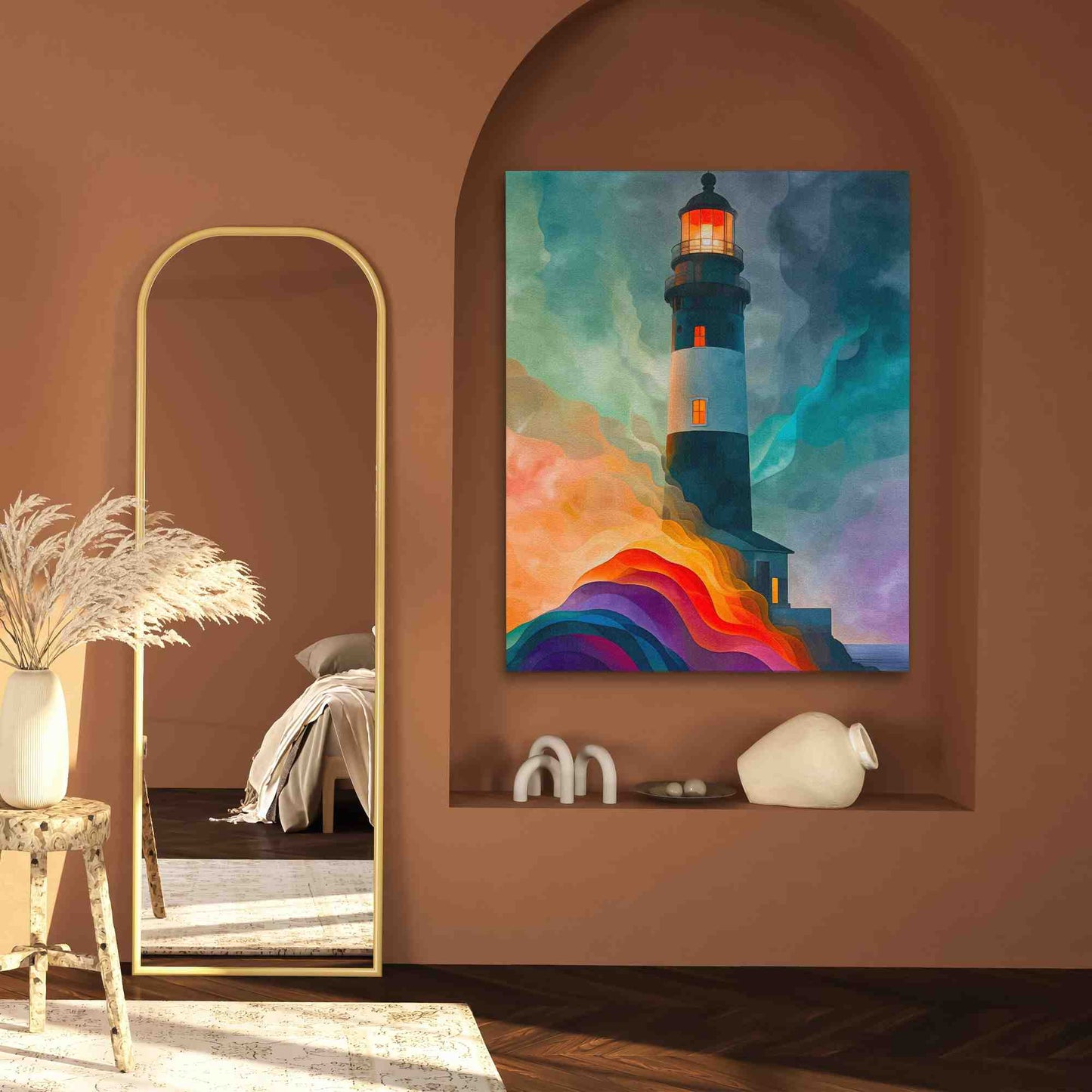 Lighthouse Radiance - Large Surrealism Canvas Print