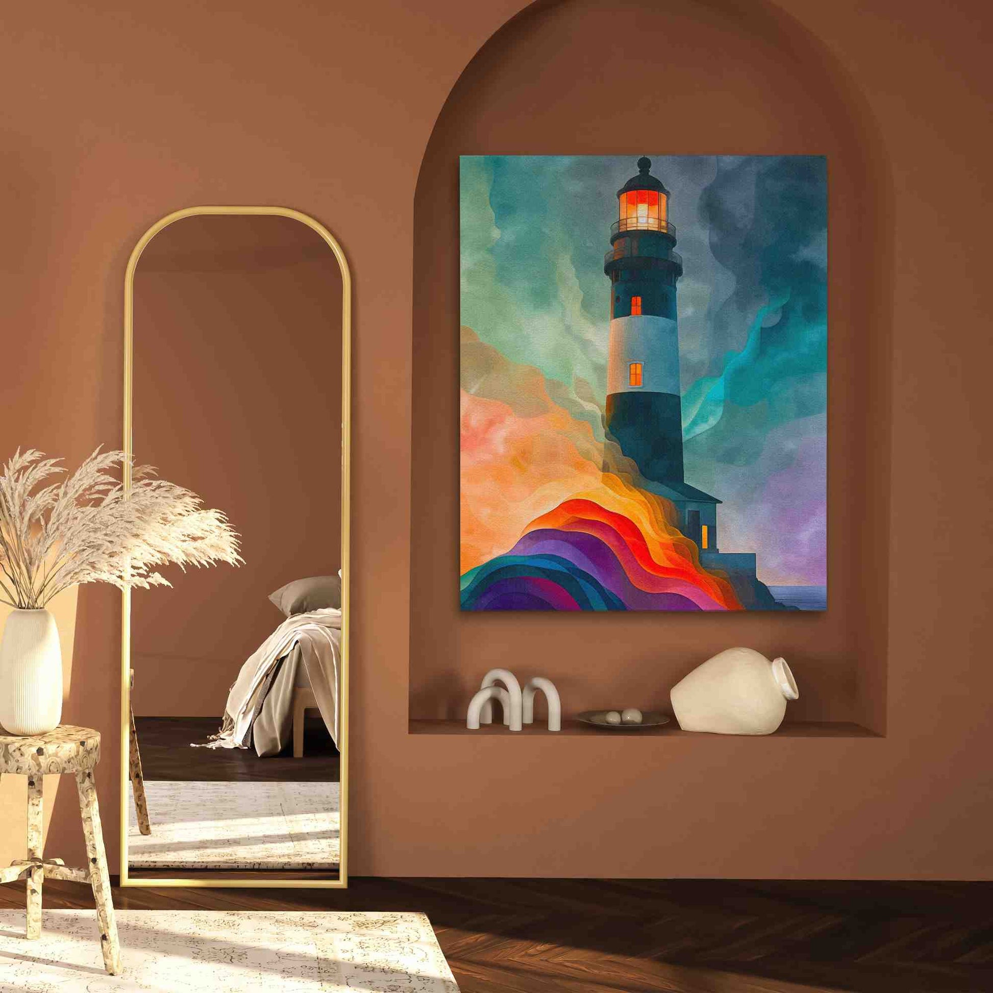 Lighthouse Radiance - Large Surrealism Canvas Print
