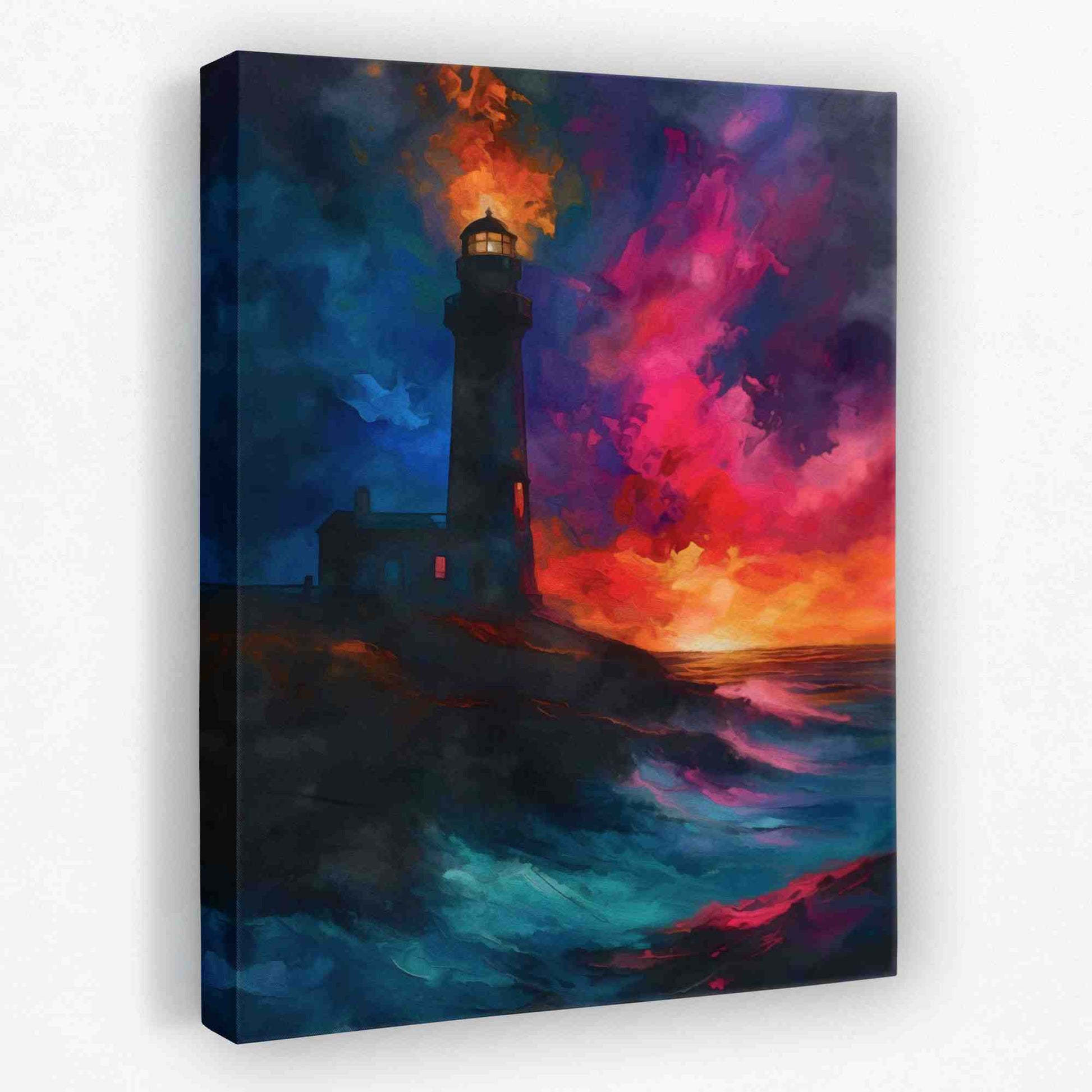 Lighthouse Sunset - Beach Canvas Wall Art