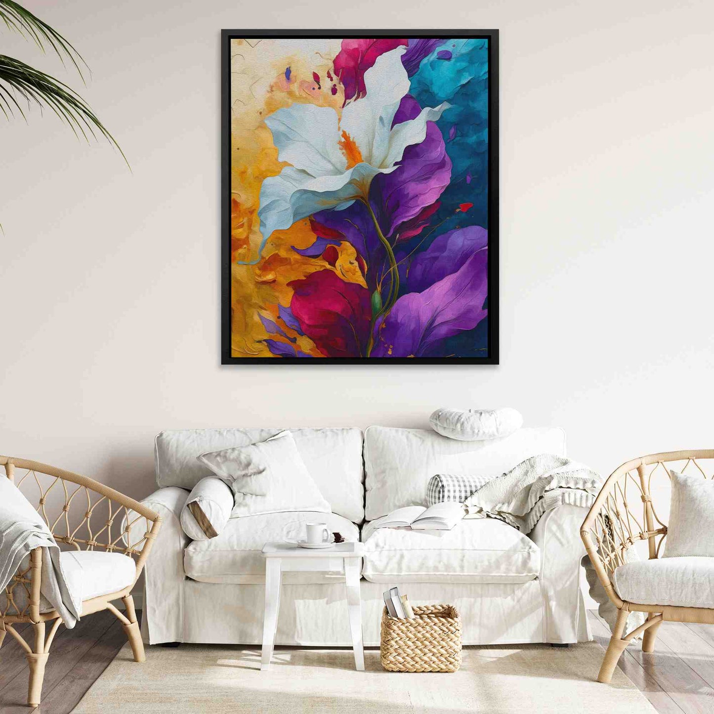 Lily Petals - White Wall Art for Bathroom