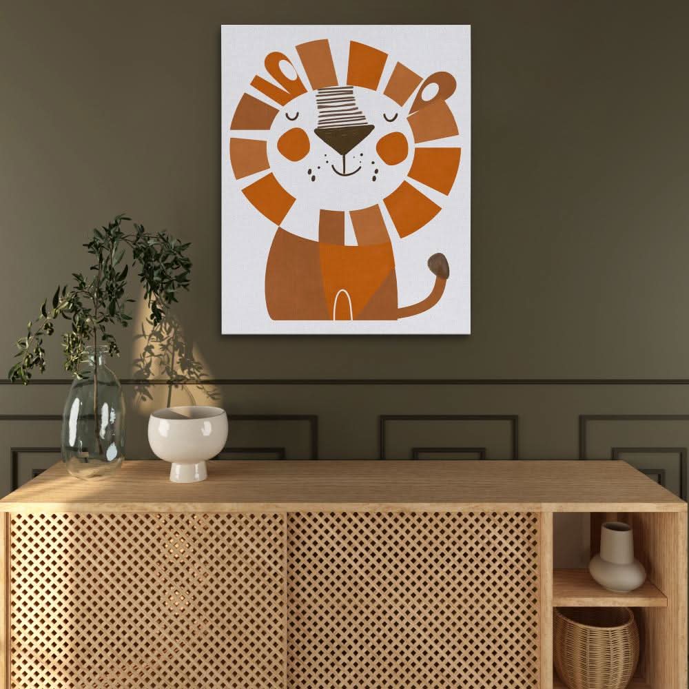 Lion Doodle - Brown Wall Art for Nursery
