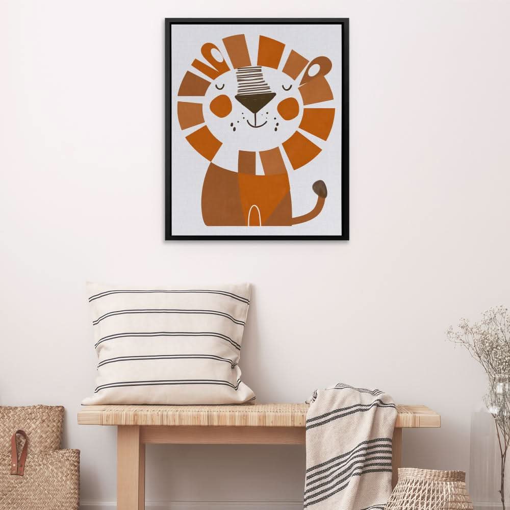 Lion Doodle - Simple Neutral Canvas Wall Art