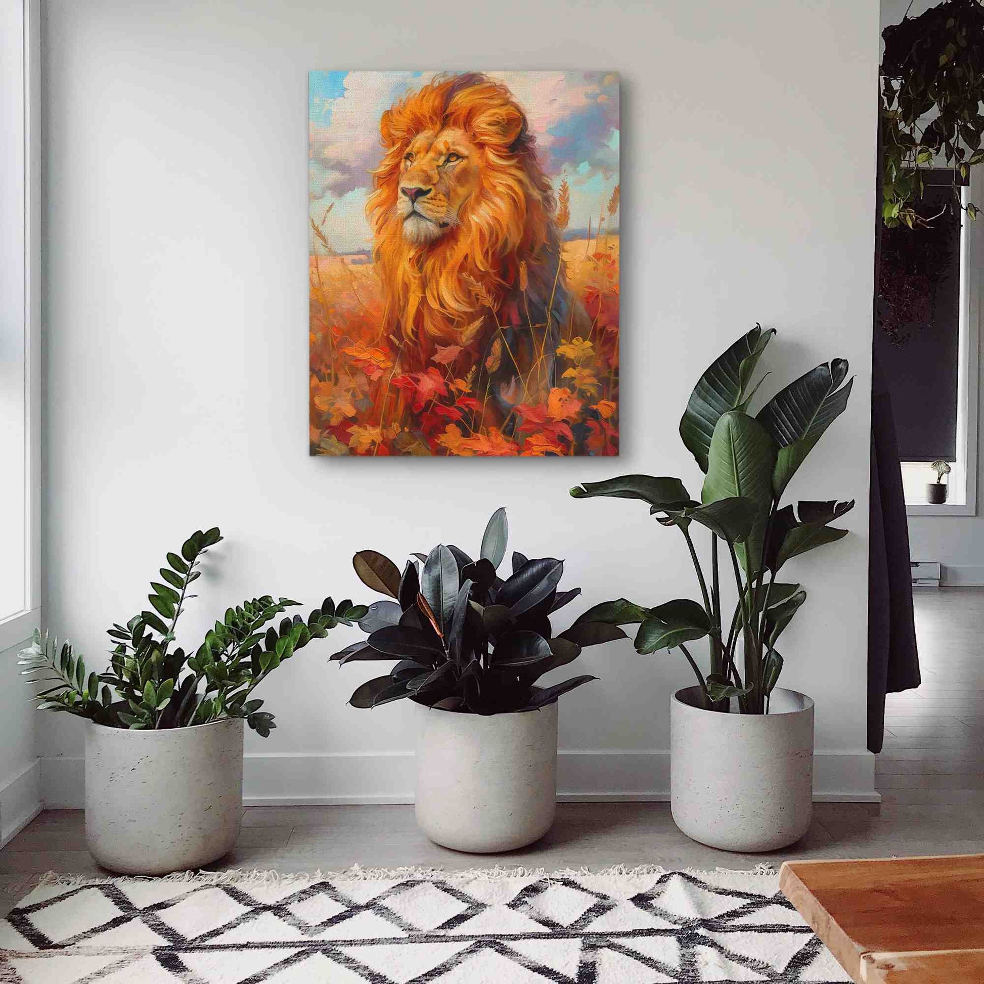 Lion in Fall - Gold Wall Art