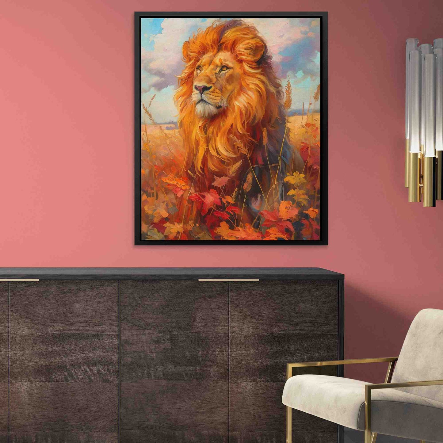 Lion in Fall - Animals Art