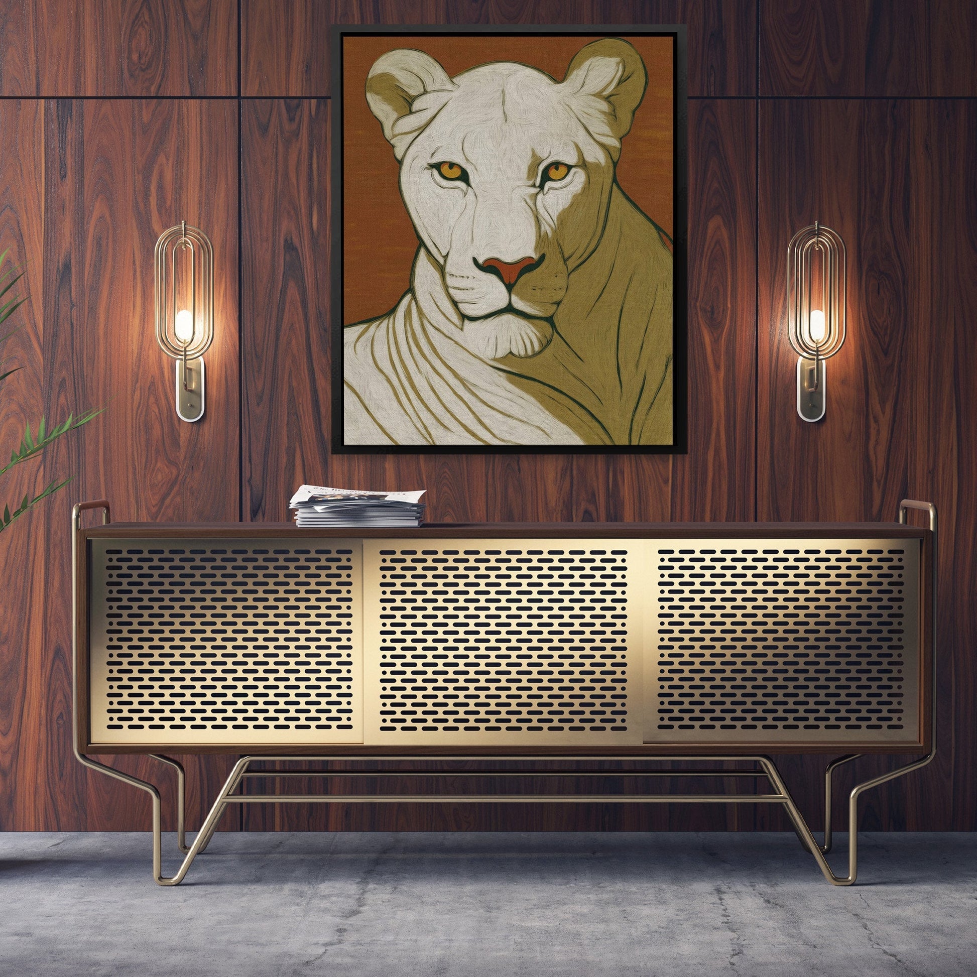 Lioness Amber Portrait - Luxury Wall Art