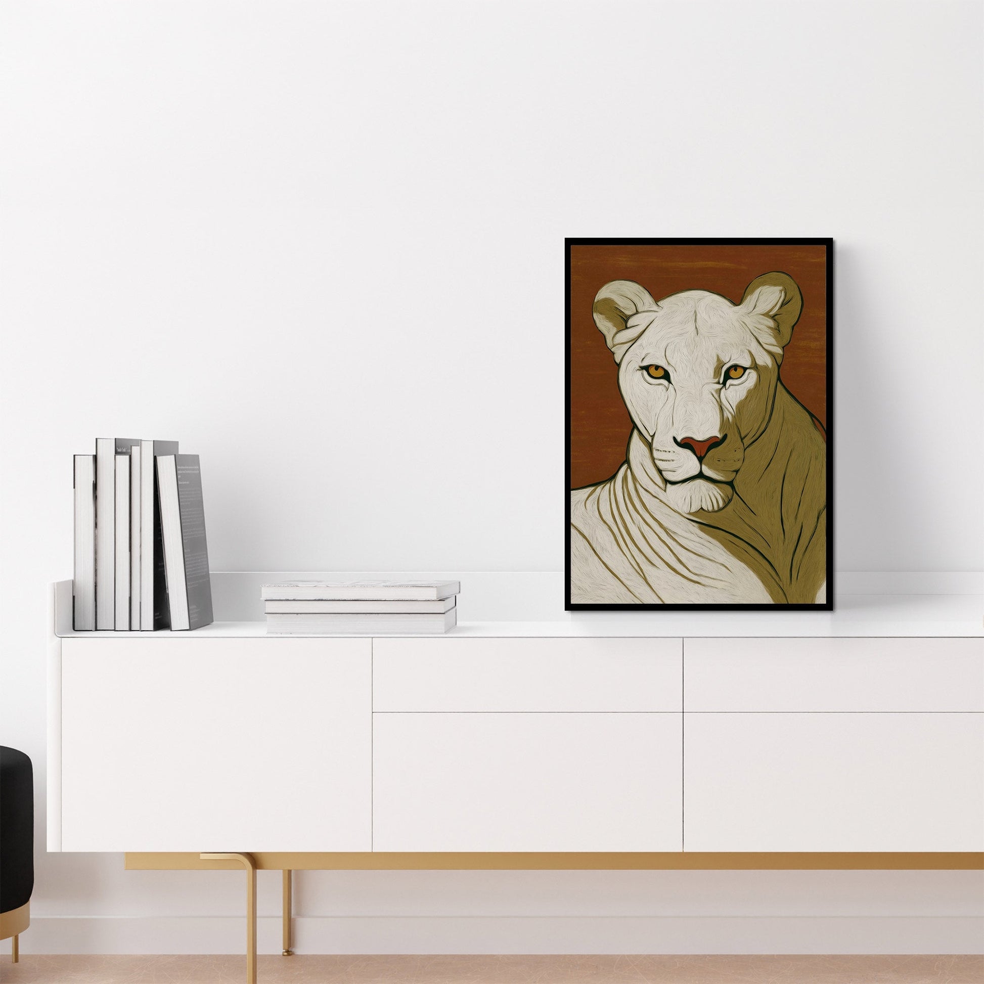 Lioness Amber Portrait - Luxury Wall Art
