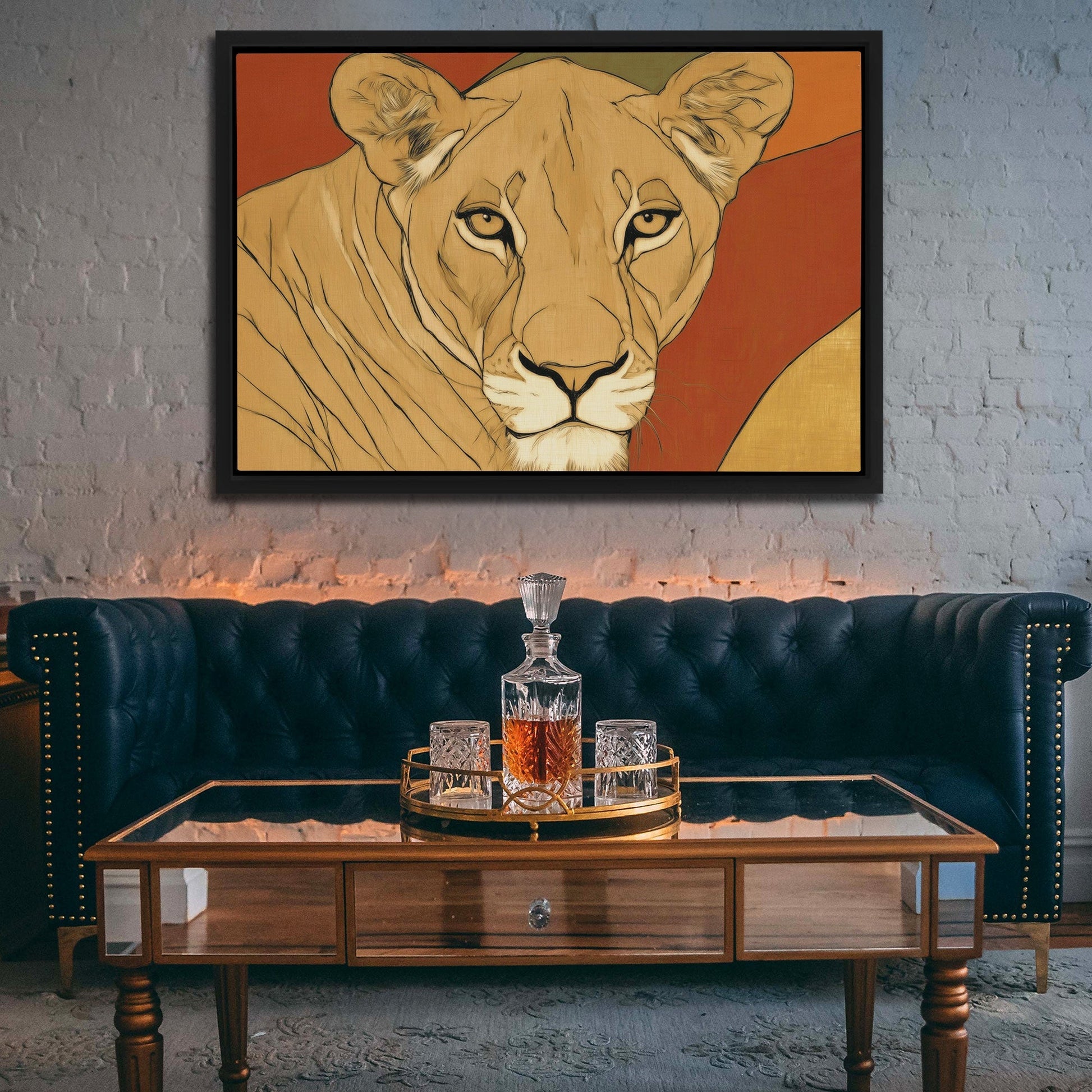 Lioness Autumn Portrait - Luxury Wall Art