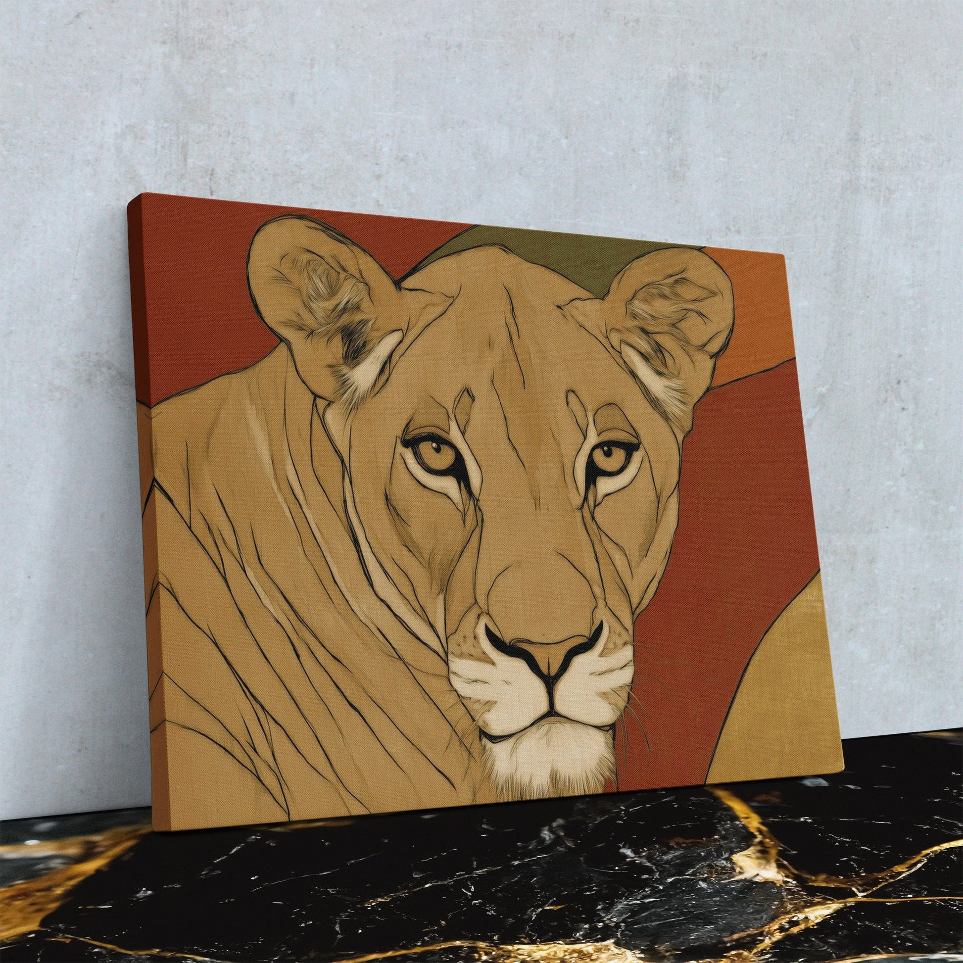 Lioness Autumn Portrait - Luxury Wall Art