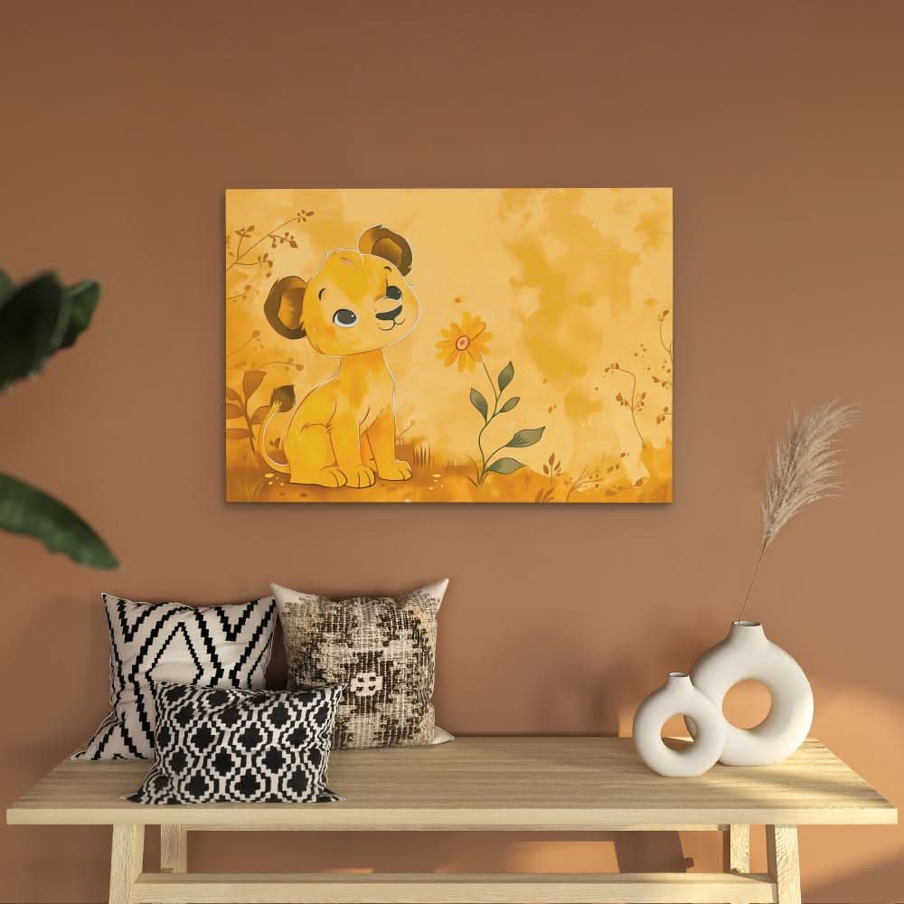 Lioness Cub - Yellow Wall Art for Living Room