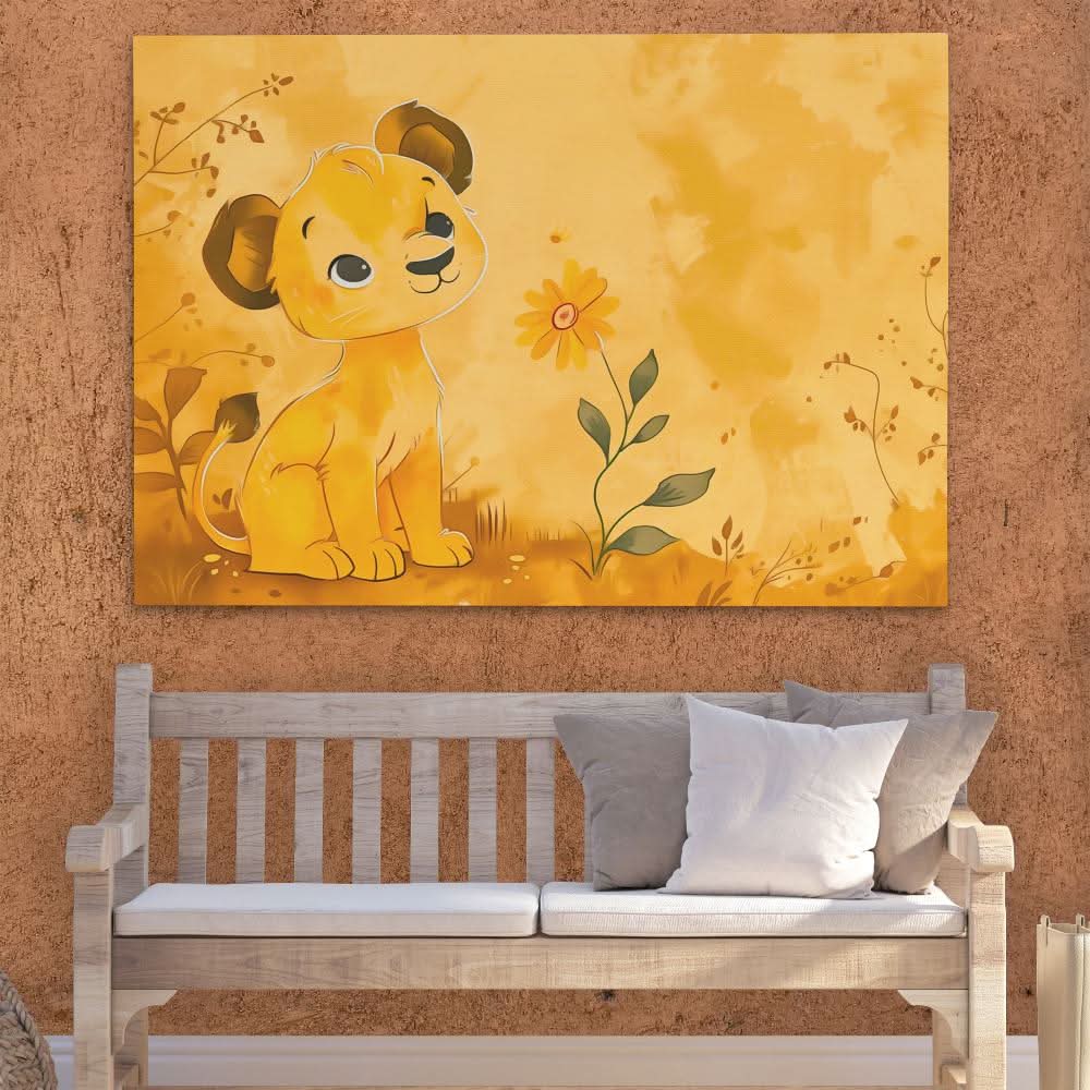 Lioness Cub - Yellow Big Cat Canvas Print
