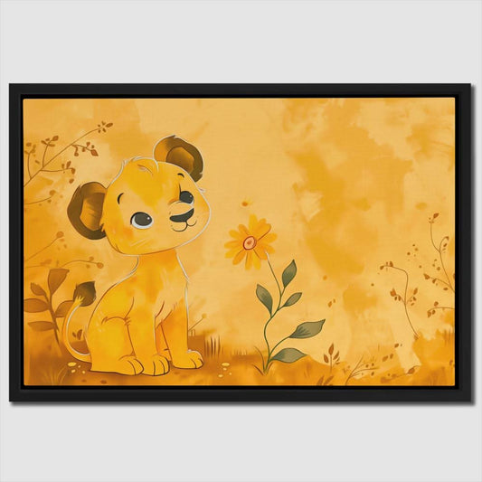 Lioness Cub - Wall Art in Black Frame