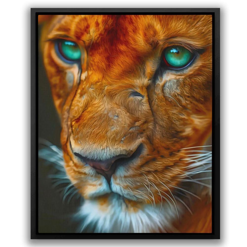 Lioness Eyes - Wall Art in Black Frame