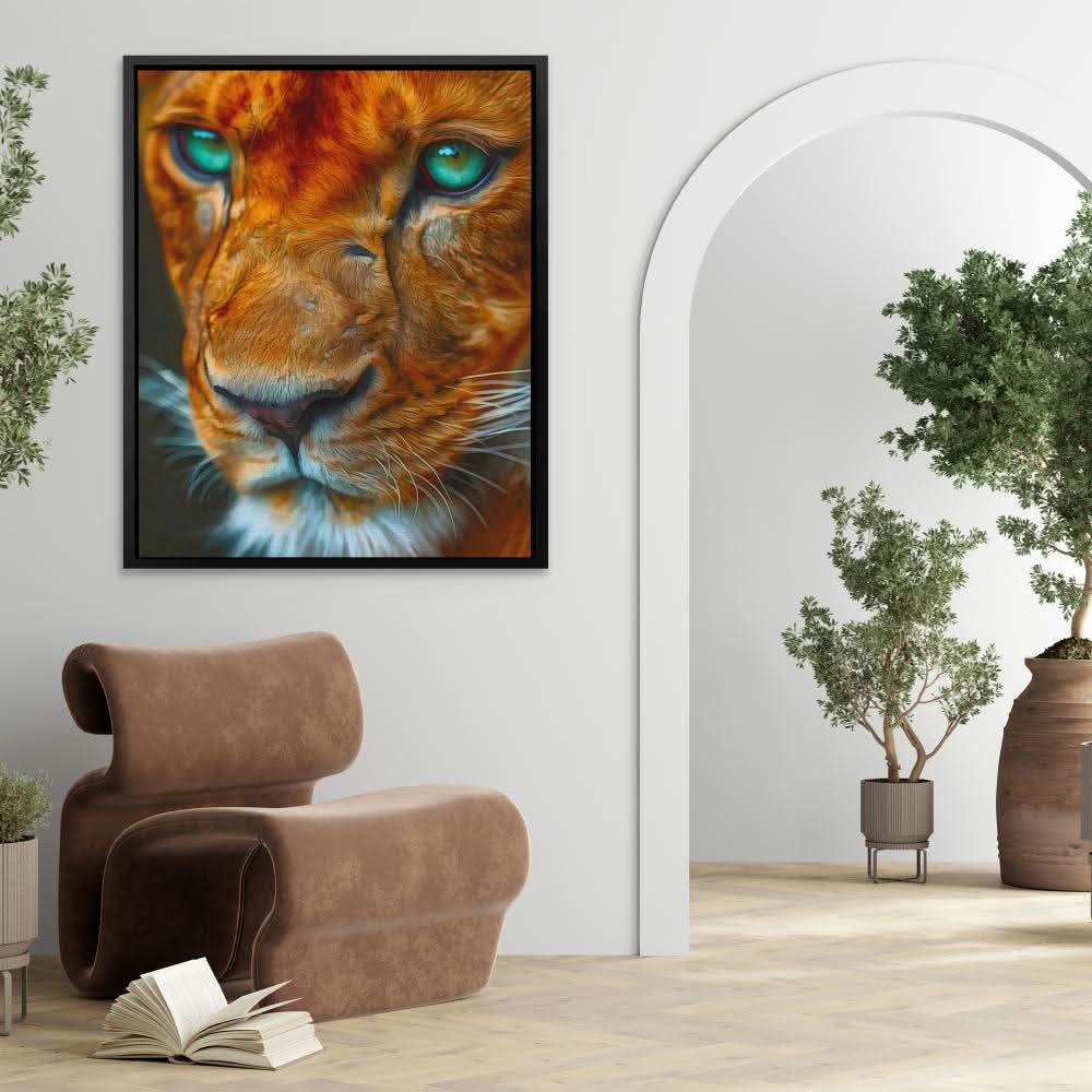 Lioness Eyes - Brown Wall Art for Home Office