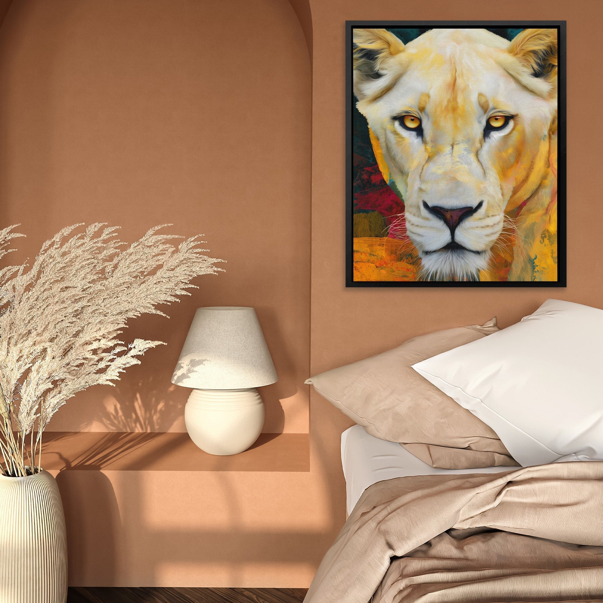 Lioness Golden Authority - Luxury Wall Art