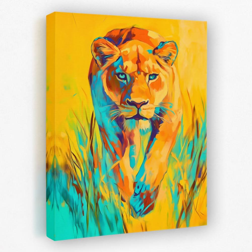 Lioness Jungle Flame - Animals Canvas Wall Art
