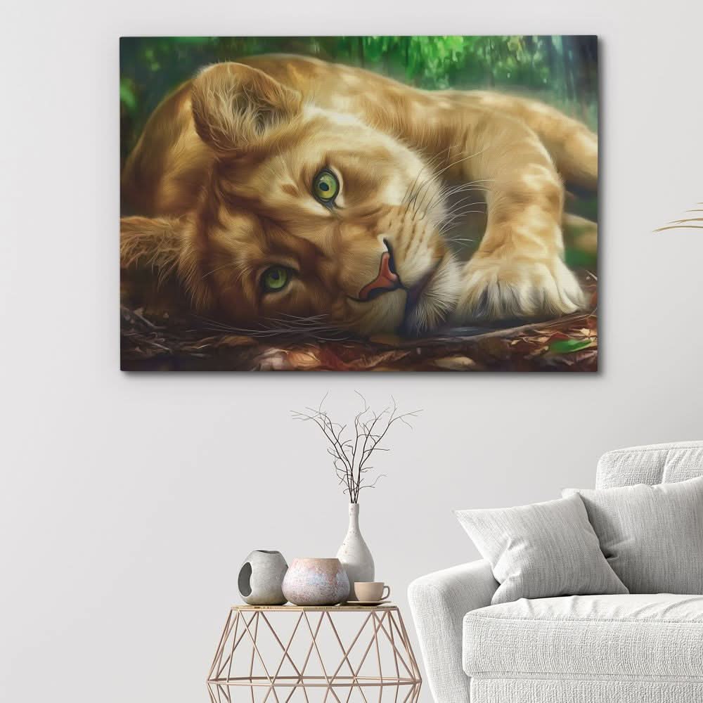Lioness Temptation - Earth Tones Wall Art for Lounge