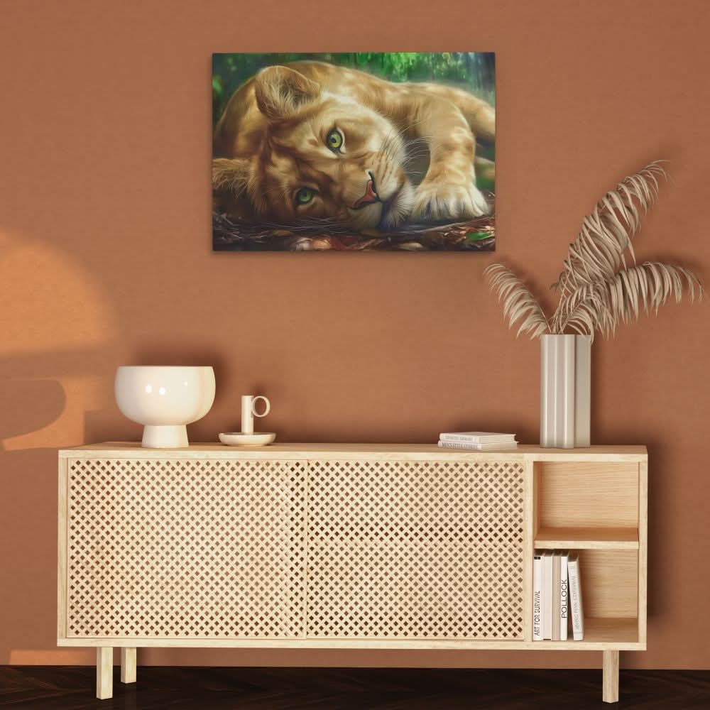 Lioness Temptation - Wall Art in Black Frame