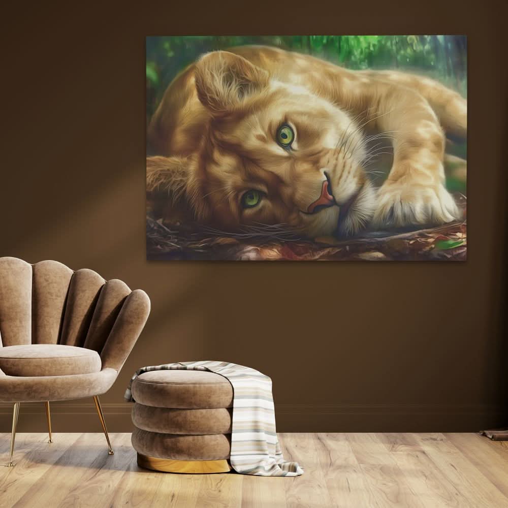 Lioness Temptation - Earth Tones Big Cat Canvas Print