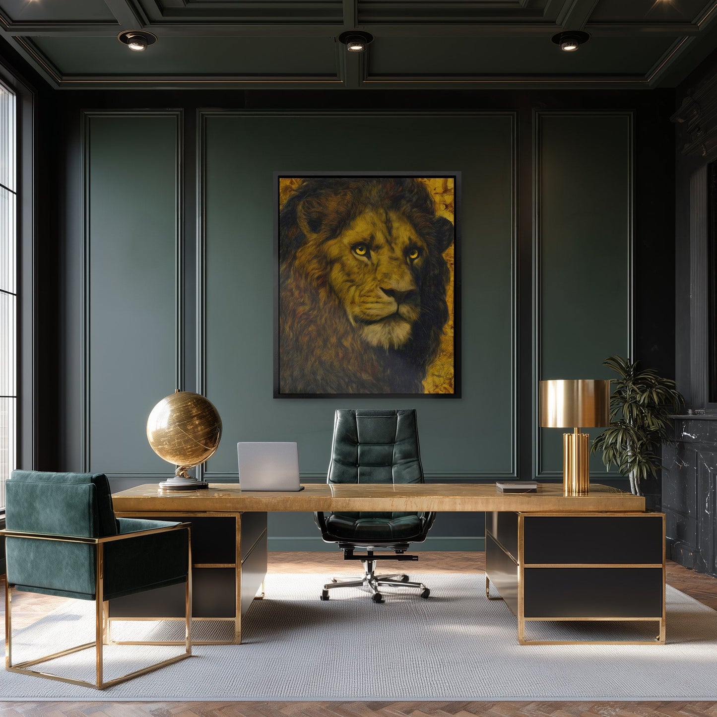 Lion's Amber Crown - Luxury Wall Art