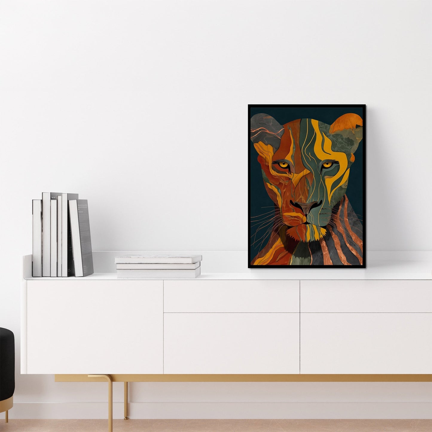 Lion's Amber Eclipse - Luxury Wall Art