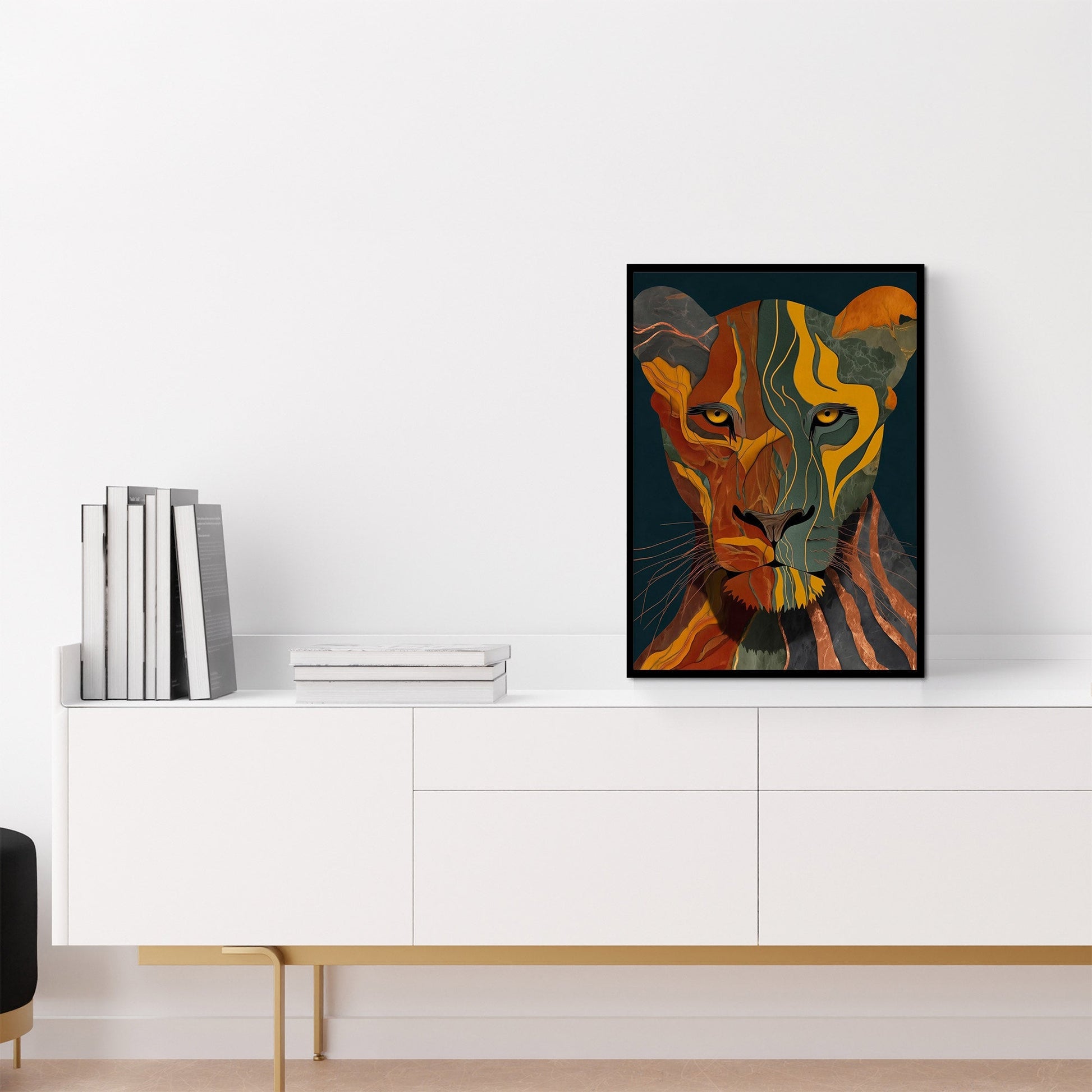 Lion's Amber Eclipse - Luxury Wall Art