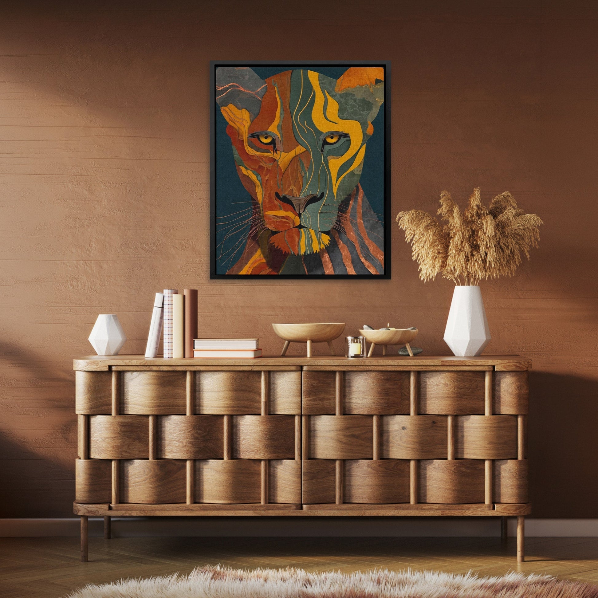 Lion's Amber Eclipse - Luxury Wall Art
