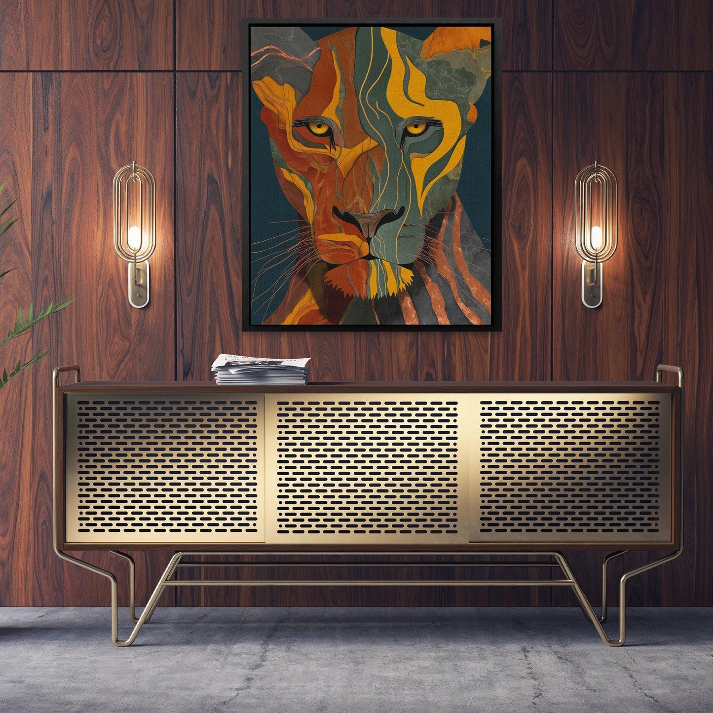 Lion's Amber Eclipse - Luxury Wall Art