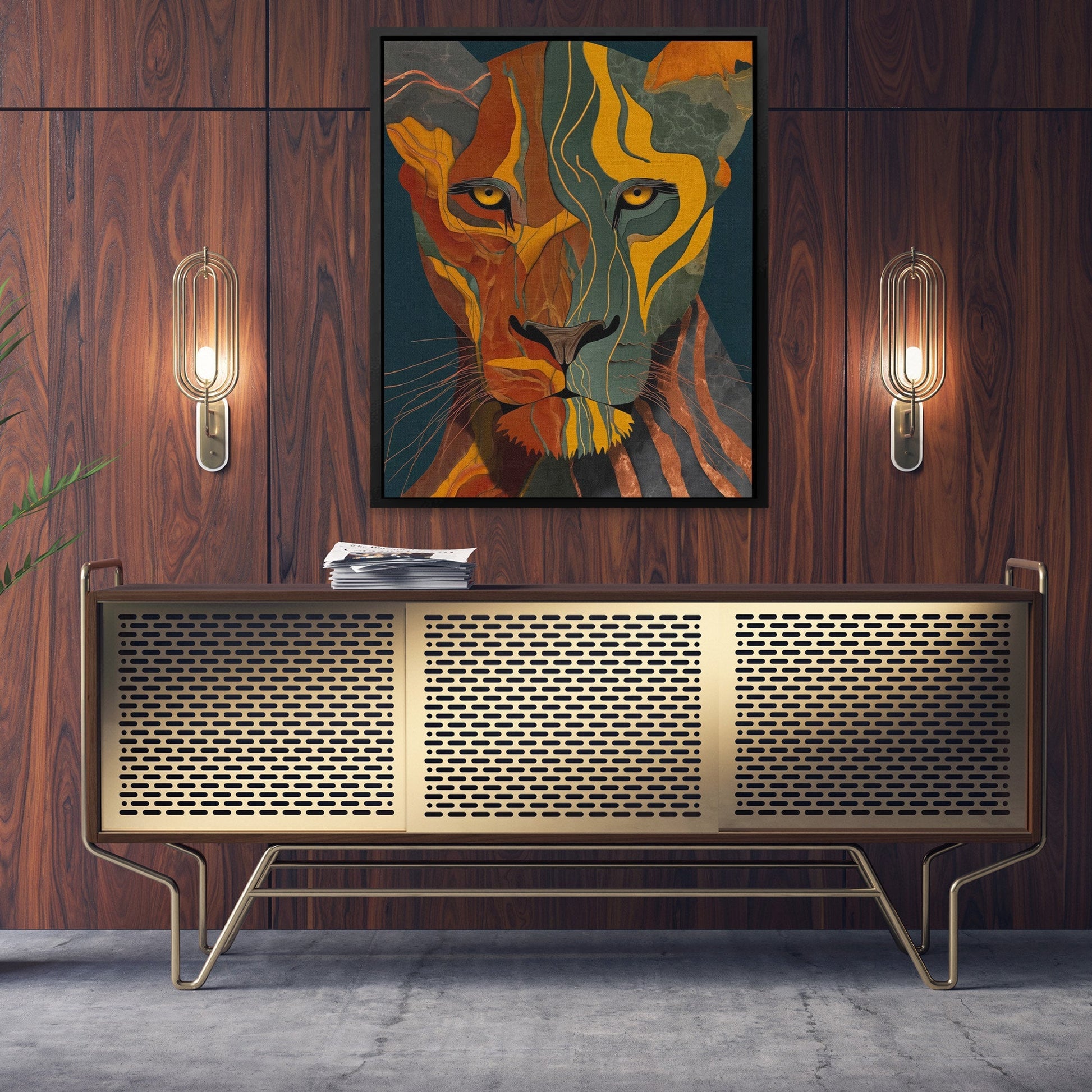 Lion's Amber Eclipse - Luxury Wall Art