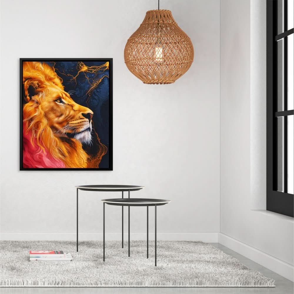 Lion’s Command - Lion Wall Art in Black Frame