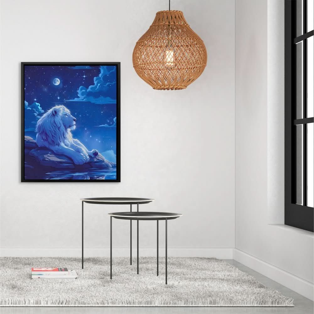 Lion’s Legacy - Fantasy Blue Canvas Wall Art