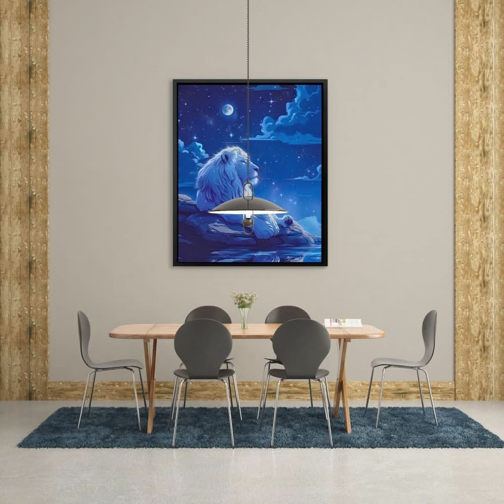 Lion’s Legacy - Blue Wall Art for Living Room