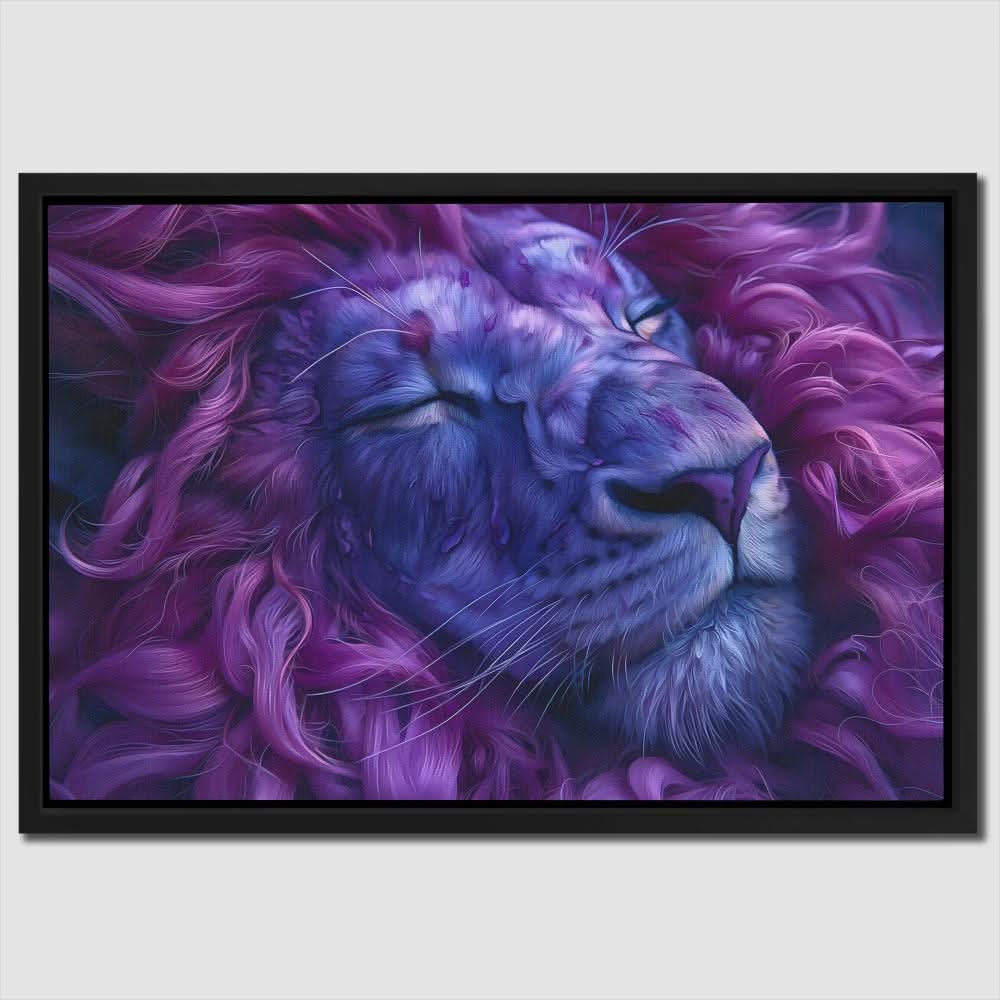 Lions Slumber - Contemporary Wall Art in Black Frame