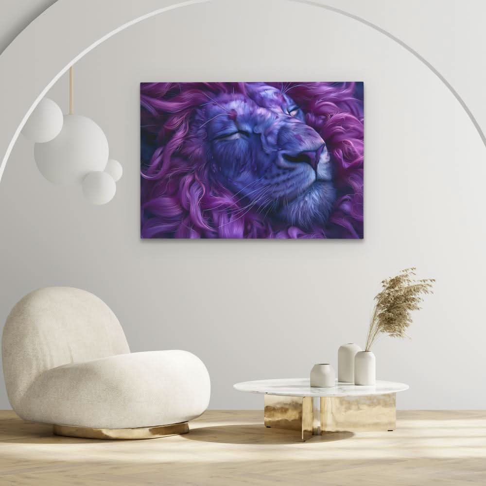 Lions Slumber - Pink Wall Art for Living Room