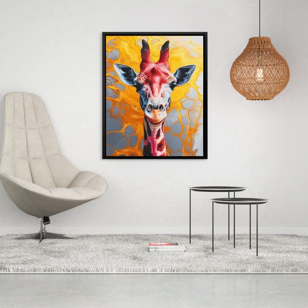 Liquid Giraffe - Modern Wall Art in Black Frame