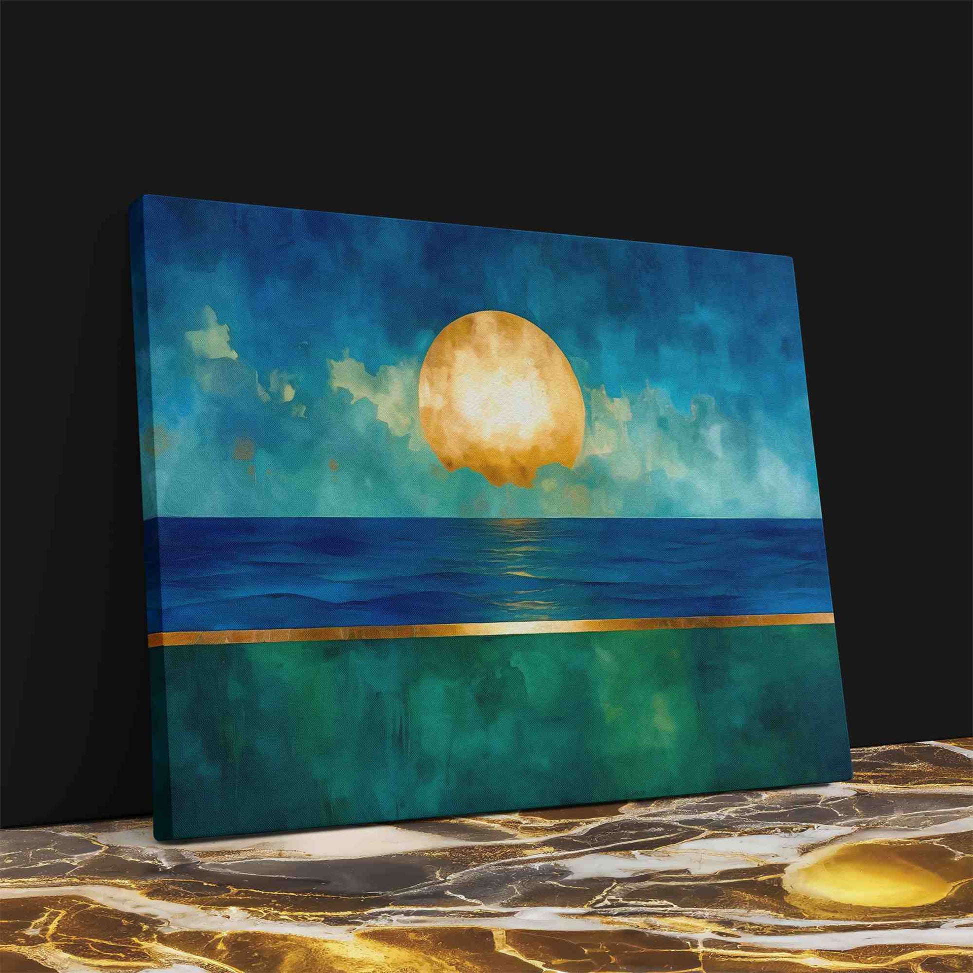 Liquid Horizon - Abstract Blue Canvas Wall Art