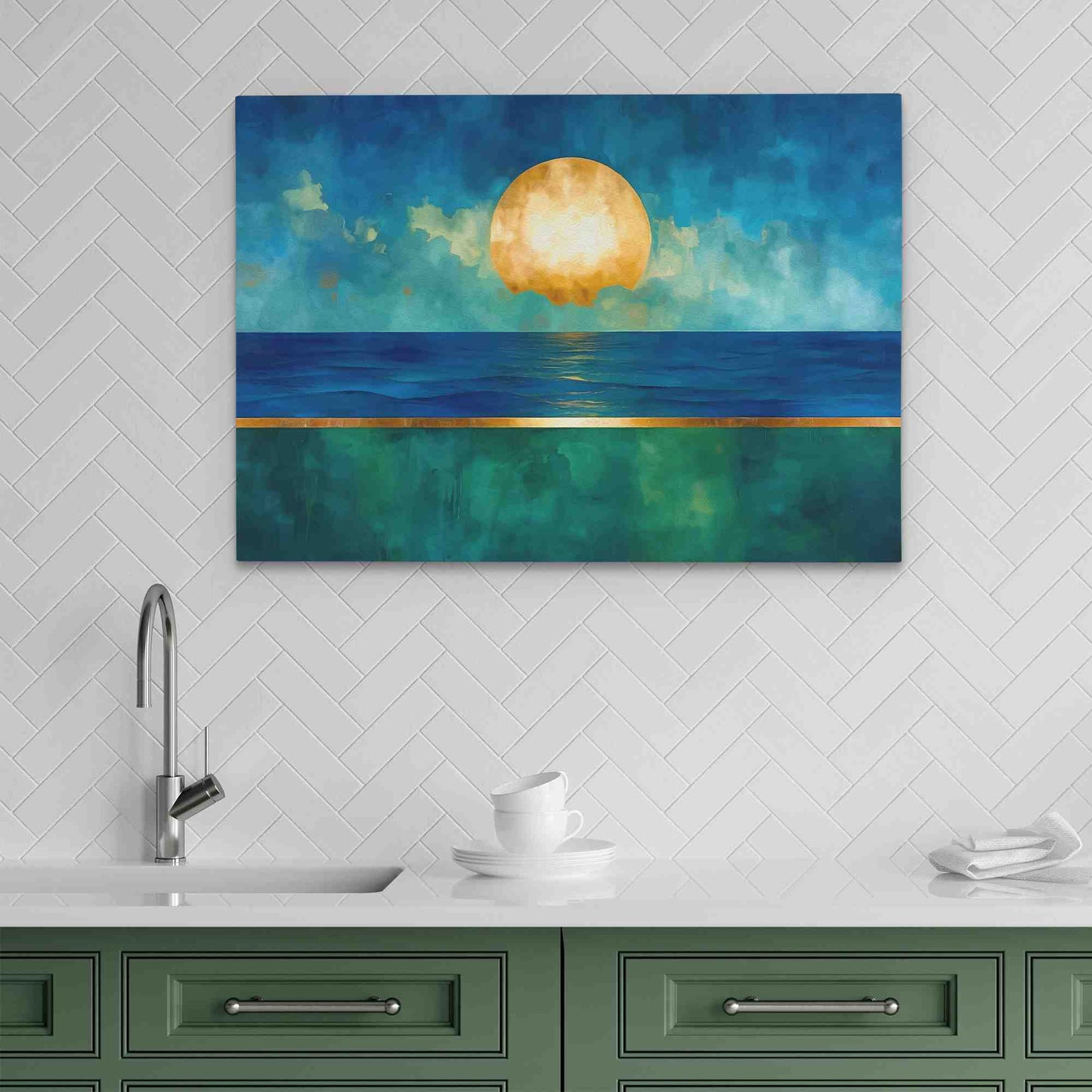 Liquid Horizon - Abstract Wall Art in Black Frame
