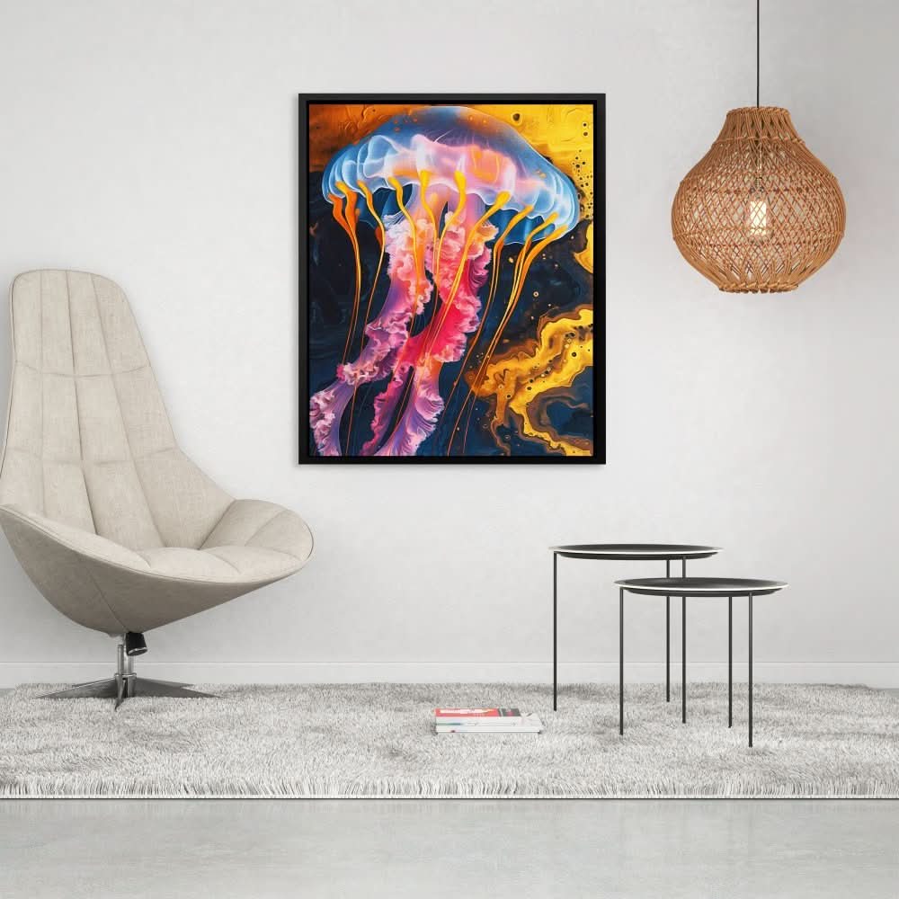 Liquid Jellyfish - Abstract Wall Art in Black Frame